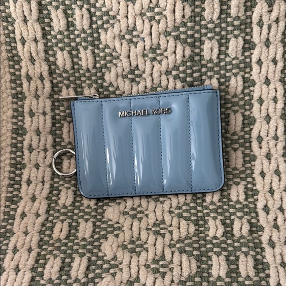 Michael Kors Glossy Blue Card Pouch - Picture 1 of 2